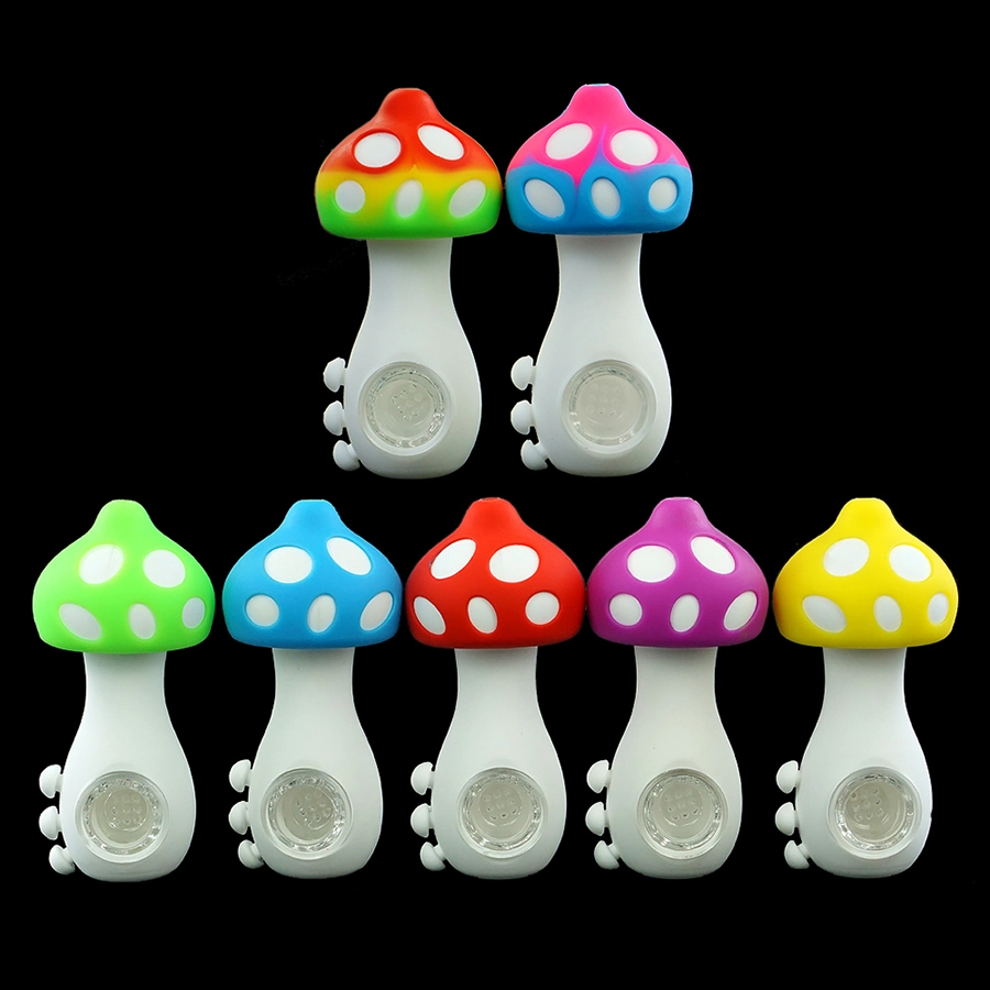 Wholesale Premium Quality Reusable Factory Direct Smoking Silicone and Glass Mushroom Pipes
