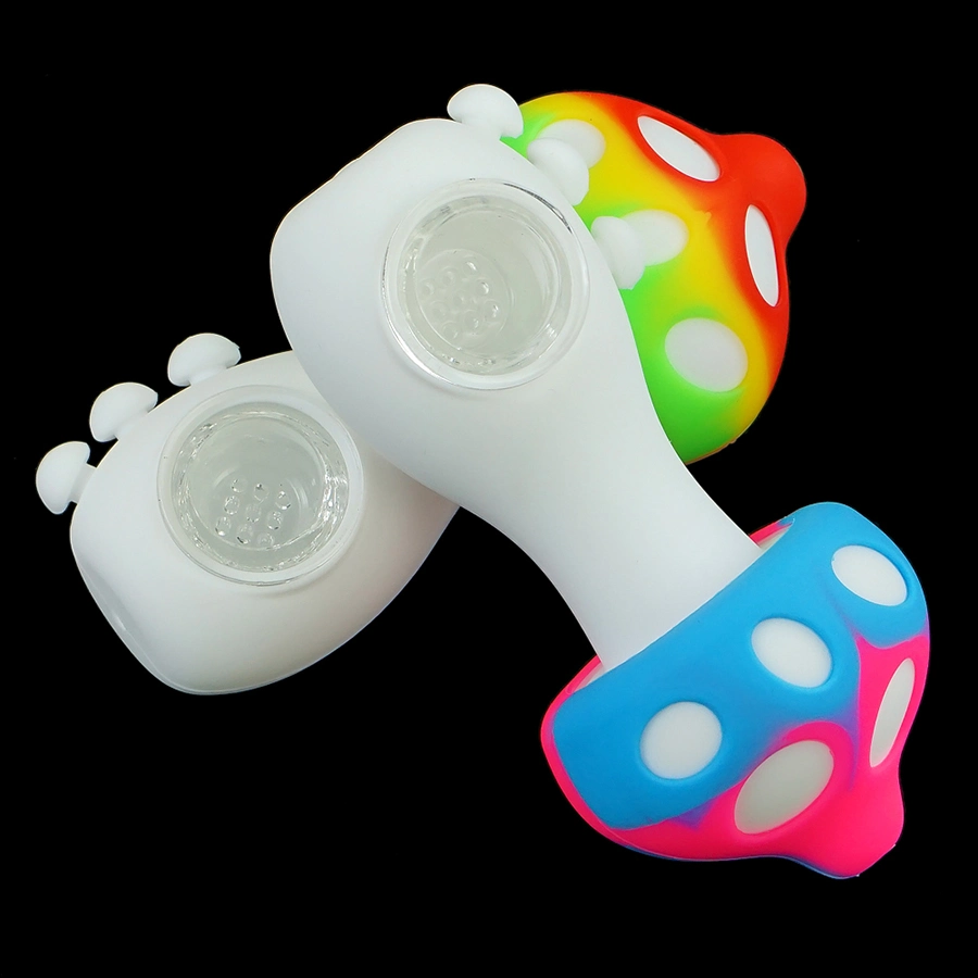 Wholesale Premium Quality Reusable Factory Direct Smoking Silicone and Glass Mushroom Pipes