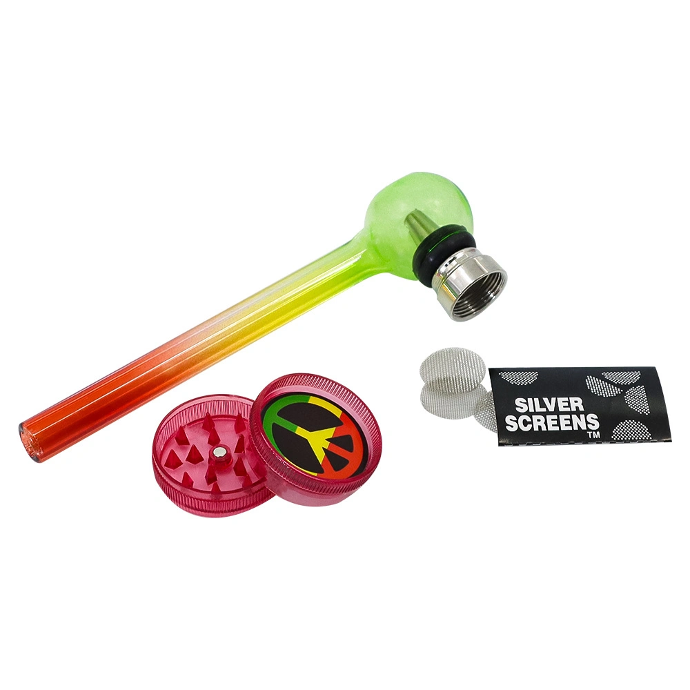 New Set Smoking Set Glass Pipe Combustion-Supporting Mesh Plastic Tobacco Grinder Smoking Set Combination Set