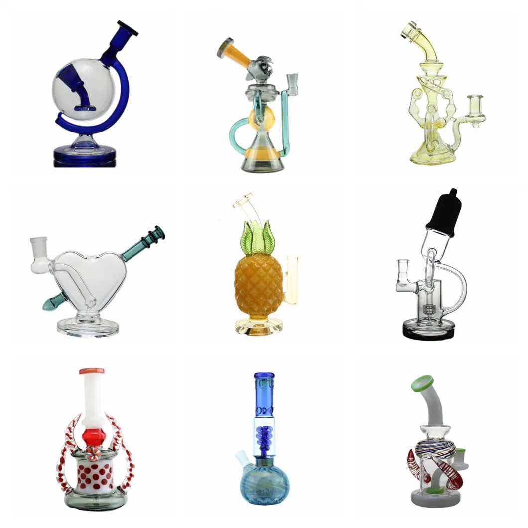 2021 New Colored Glass Water Smoke Pipe Set Glass DAB Rigs Smoking Accessories with Ash Catcher