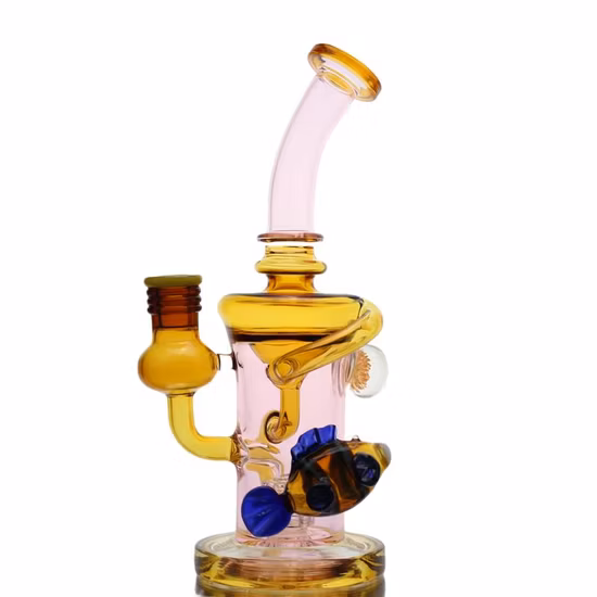 2021 New Colored Glass Water Smoke Pipe Set Glass DAB Rigs Smoking Accessories with Ash Catcher