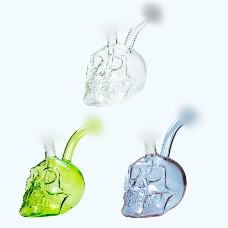 3D Shaped Color Skull Wholesale Water Pipe with Glass Bowl Glass Pipe Glass Smoking Pipe Hookah