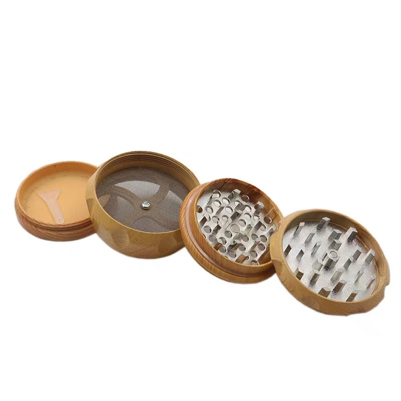 40mm 4 Parts Wooden Drum Type Tobacco Grinder Herb Grinder CNC Teeth Filter Net Dry Herb Vaporizer Pen