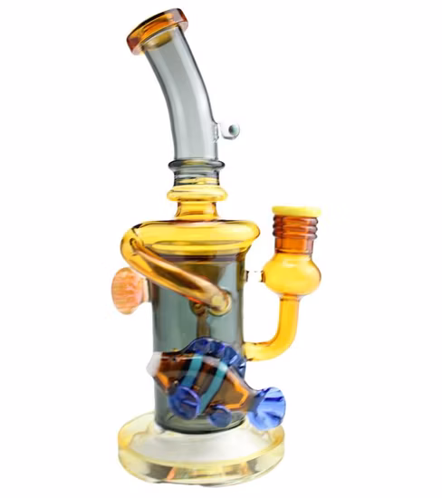 2021 New Colored Glass Water Smoke Pipe Set Glass DAB Rigs Smoking Accessories with Ash Catcher