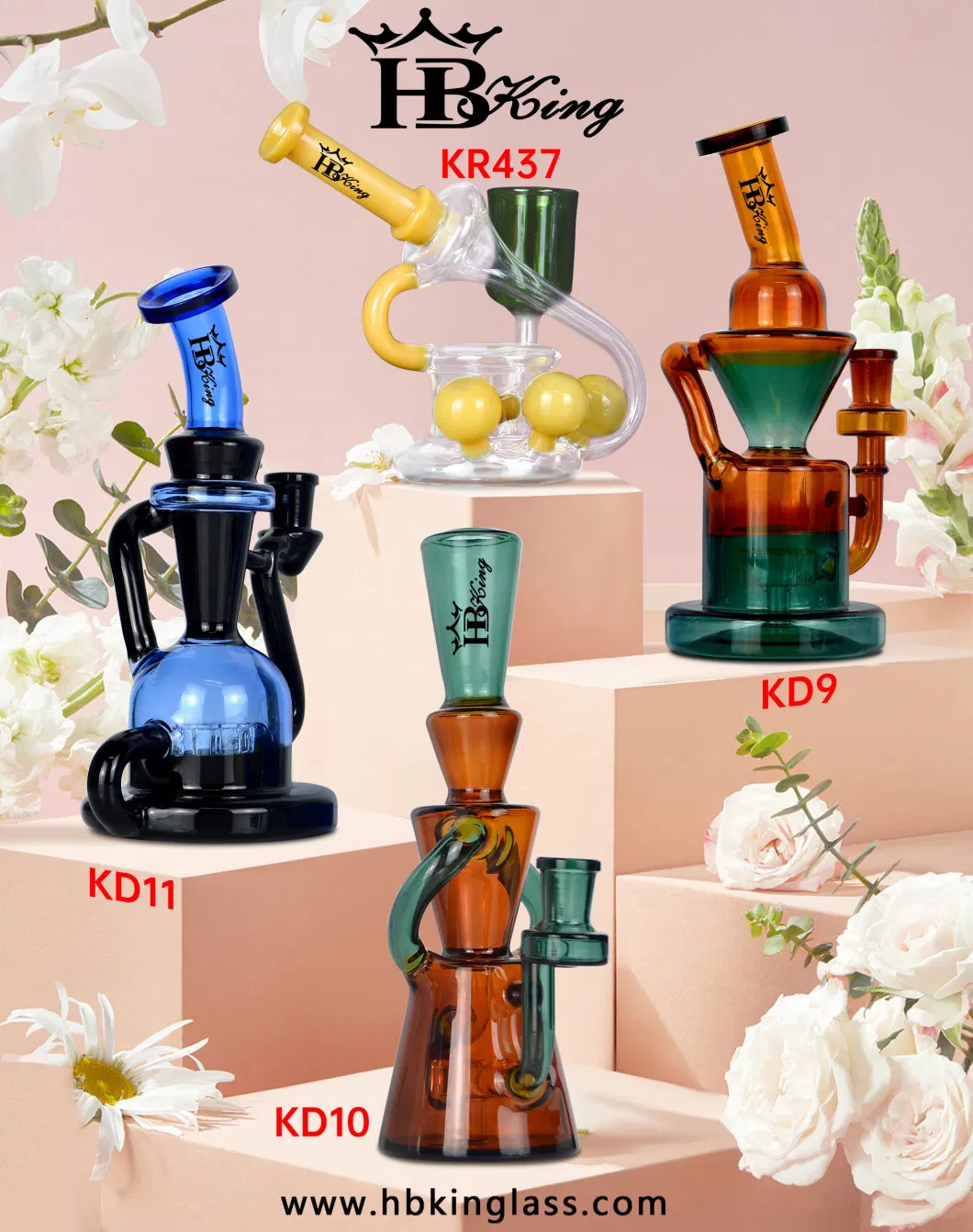 Wholesale Hookah New Popular Style Big Tall Colored DAB Rig Glass Water Smoking Glass Water Pipe