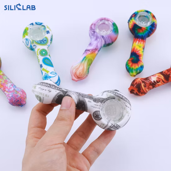 Siliclab Tie Dye Glass Bowl Pyrex Crack Silicone Smoking Pipe