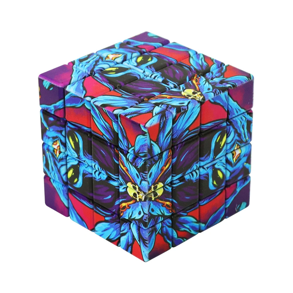 New Smoking Accessories Zinc Alloy 4 Part Grinder 60mm Six-Sided Color Printing Plastic Rubik&prime; S Cube Herb Grinder