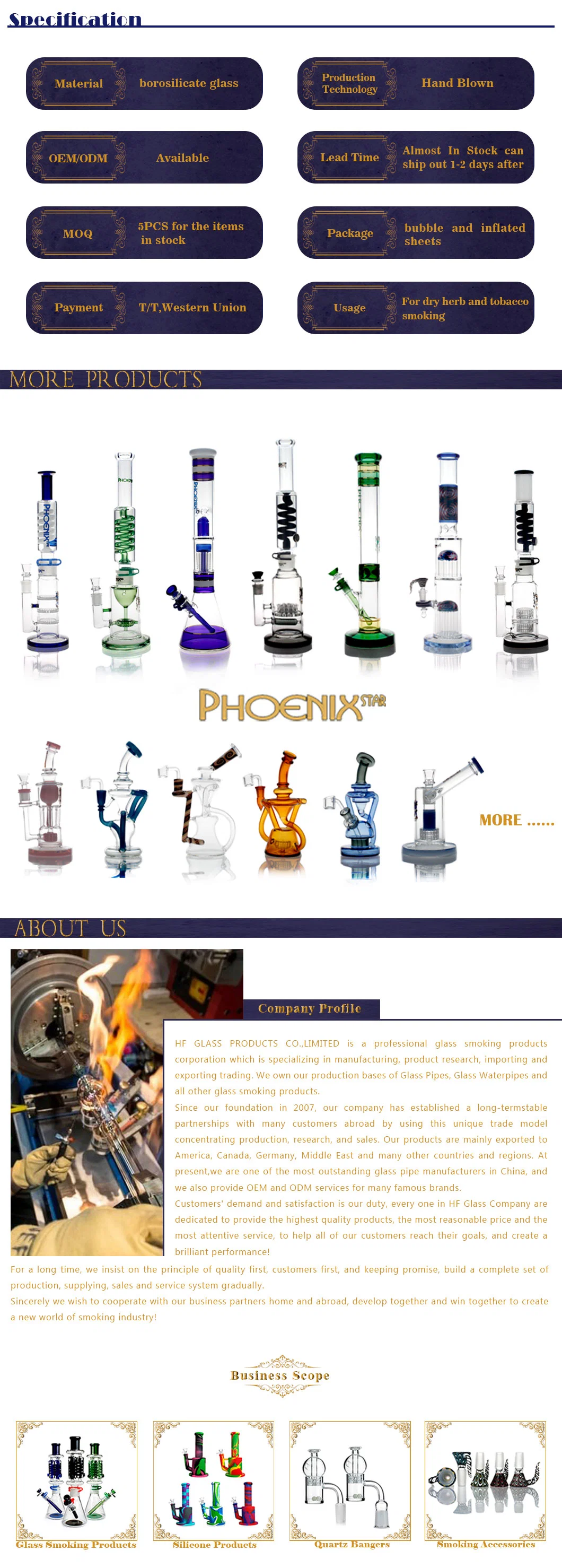 Phoenix Star 12 Inches 9mm Super Thick Straight Tube Water Pipe 18K Golden Logo Colorful Glass Downstem Plastic Clip Bowl Pyrex Glass Smoking Water Pipe