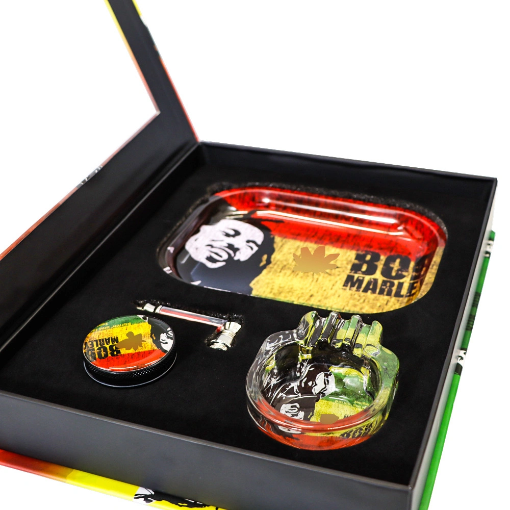 Moking Accessories Gift Set 4 in 1 Set Grinder Rolling Tray Glass Ashtray Smoking Pipe Smoking Kits