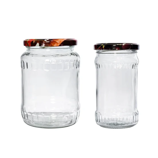 Recycled Wide Mouth 16oz 22oz Canning Pickle Honey Food Storage Glass Jar with Metal Lids
